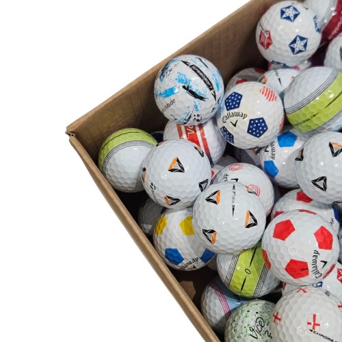 Używane piłki golfowe z wzorem (tp5 pix, tour response stripe, chrome soft truvis itp.) - 10szt lakeballs kat A/B