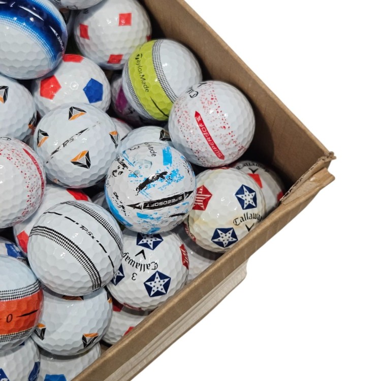 Używane piłki golfowe z wzorem (tp5 pix, tour response stripe, chrome soft truvis itp.) - 10szt lakeballs kat A/B