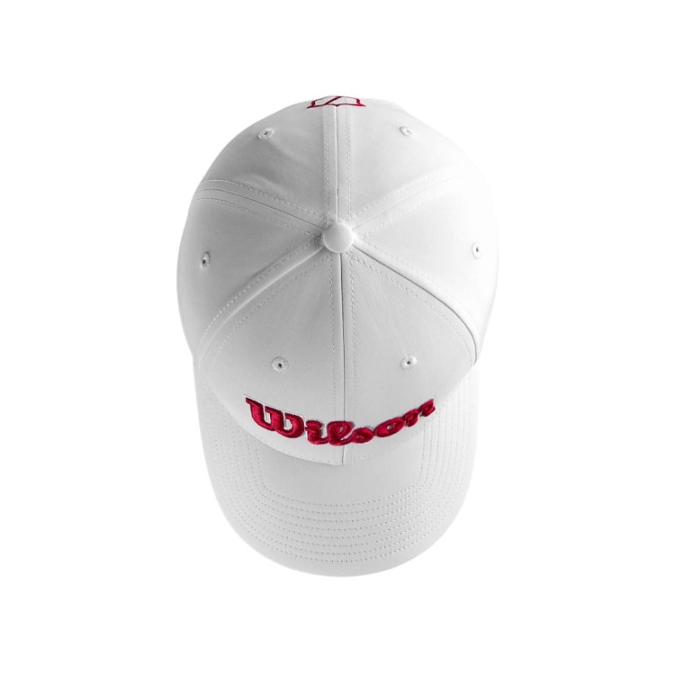 Biała czapka  golfowa z daszkiem - Wilson TOUR CAP White / Red, biała z czerwonym napisem