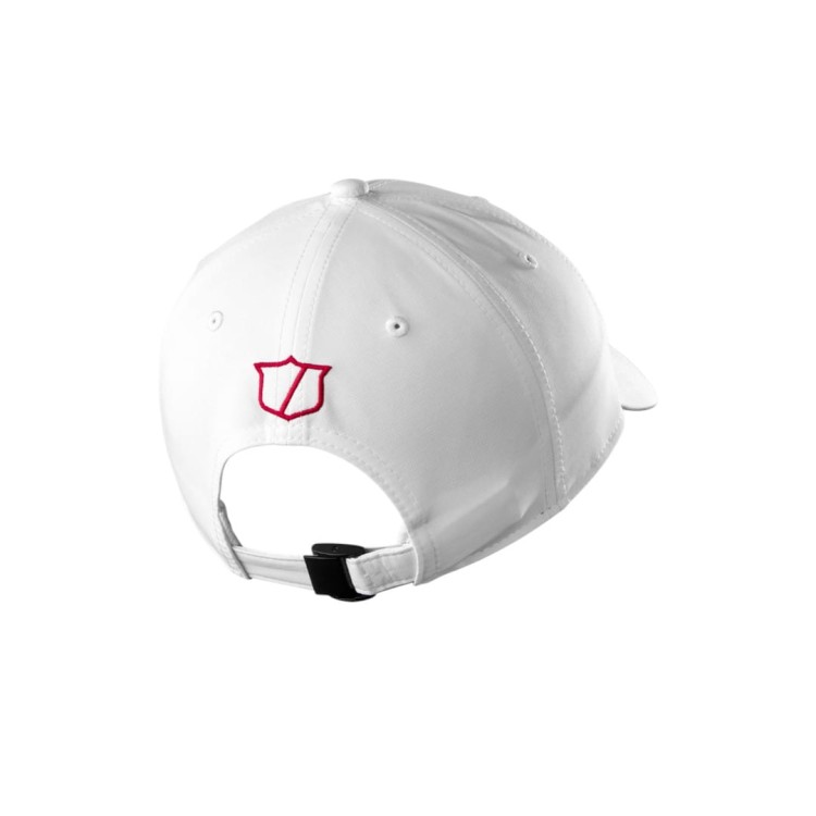 Biała czapka  golfowa z daszkiem - Wilson TOUR CAP White / Red, biała z czerwonym napisem