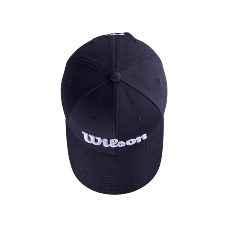 Granatowa czapka golfowa z daszkiem - Wilson TOUR CAP Navy, biały napis