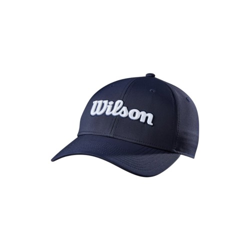 Granatowa czapka golfowa z daszkiem - Wilson TOUR CAP Navy, biały napis
