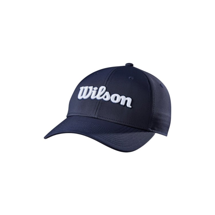 Granatowa czapka golfowa z daszkiem - Wilson TOUR CAP Navy, biały napis