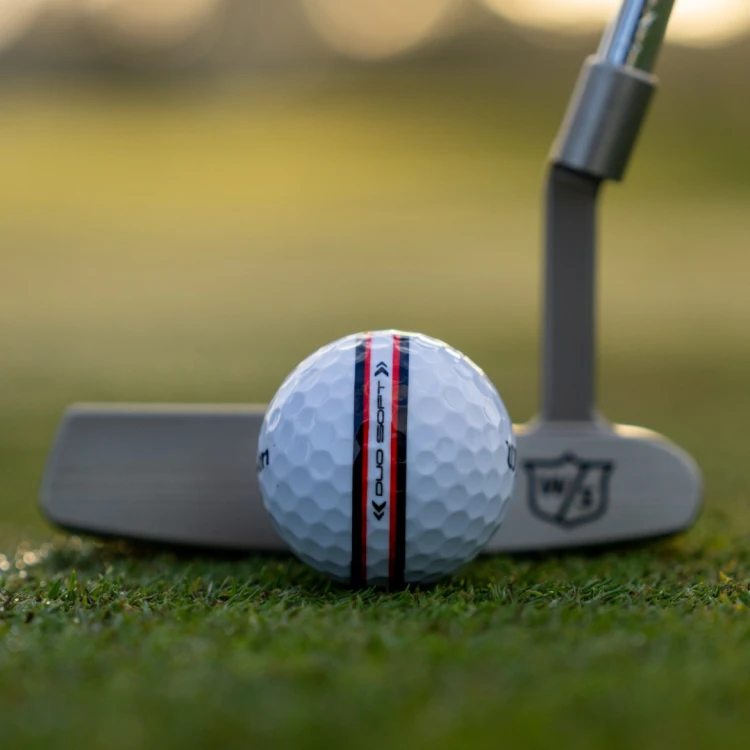 Wilson DUO Soft TRK360 White Red - najbardziej miękkie piłki golfowe z paskiem do puttowania
