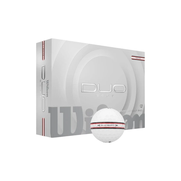 Piłki golfowe z paskiem - Wilson DUO Soft TRK360 White Red 12szt.