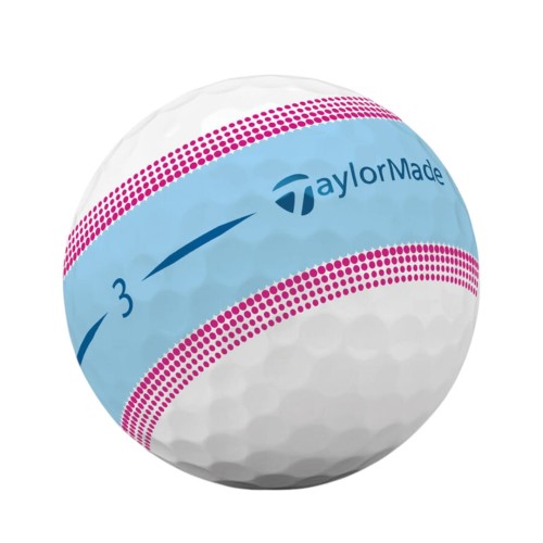 Piłki golfowe Taylormade Tour Response Stripe PINK - 12szt, tuzin z niebieskim / różowym paskiem
